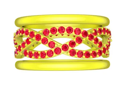Luxury Interlaced Gemstone Band Ring for Women 5185 3D print model