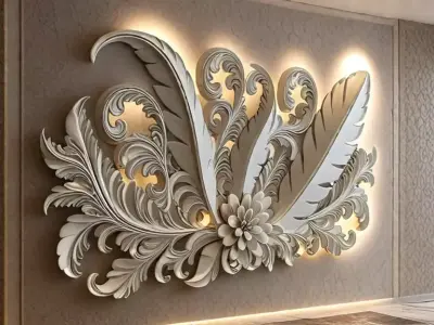 Modern Relief Wall Mural Decor CNC 3D Print 03 3D print model