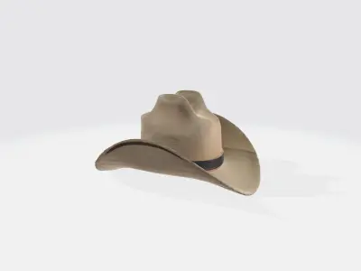 A beige cowboy hat  3D model