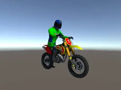 Low Poly Dirt Bike With Rider-3 Low-poly 3D model