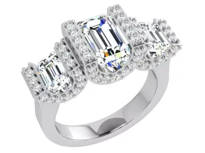 Emerald Diamond Ring 3943 3D print model