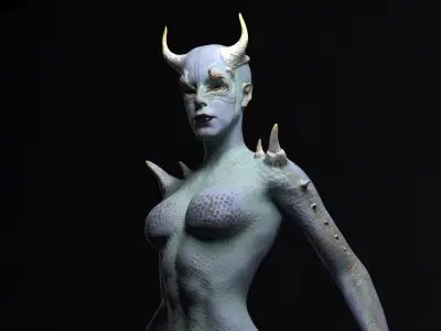Demon Woman Low-poly 3D model