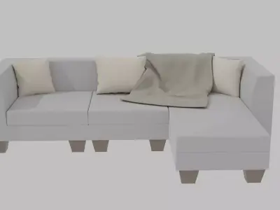 White Sectional Sofa Couch 3D model