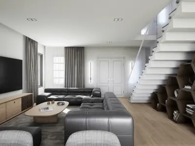 HQ Modern House Low-poly 3D model