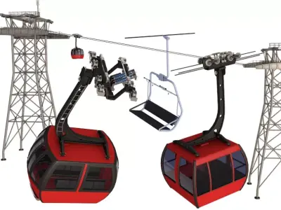 Ski Gondola Lift Towers collection 3D model