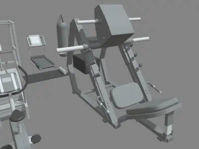 Low Poly Gym set of equipment Low-poly 3D model