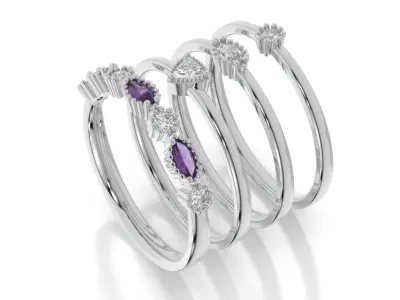 set of simple rings 3D print model