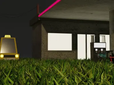 Gas Station Low-poly 3D model