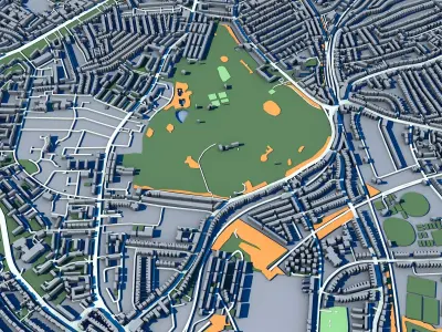 Brockwell Park London Victorian Park with Lido Gardens  3D model