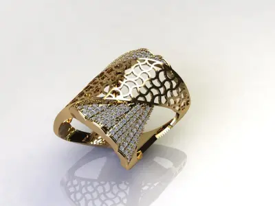 STL 3DM Women Ring Womens Ring Diamonds With Stone Model DP1606 3D print model