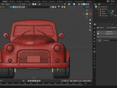 Stylized Retro Pickup Truck 3D model