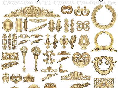 Collection of 33 Classic Carvings 04 Low-poly 3D model
