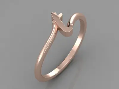 Alphabet Ring T 3D print model