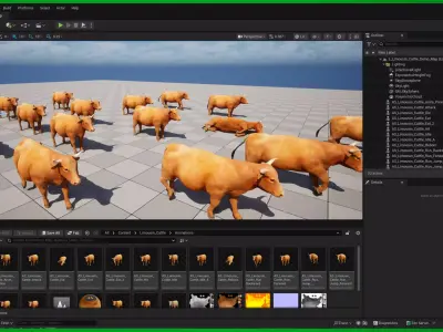 Limousin Cattle Low-poly 3D model