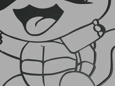 Squirtle Wall Silhouette 01 3D print model