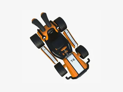 Cartoon Kart I07 Orange - Vehicle Racing Design Low-poly 3D model