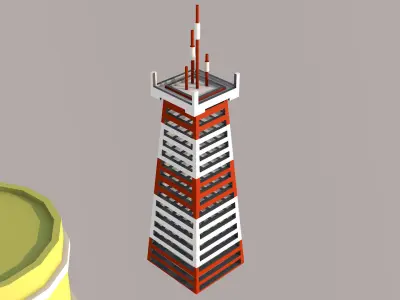 lighthouse city with Low-poly 3D model