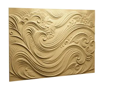 modern panel wall decor set relief stl mural CNC 164 3D model