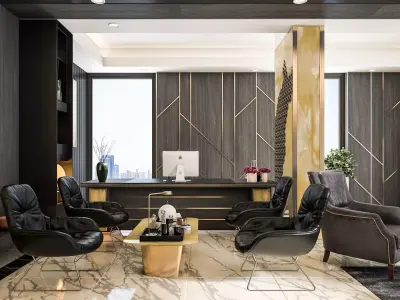 Luxury Boss Office Design 3D model