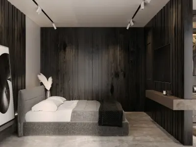 Master Bedroom Dark Color Scene 3D Models 3D model