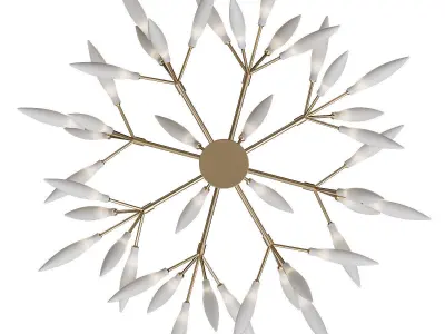 candela gold leaf chandelier with leaves 3D model