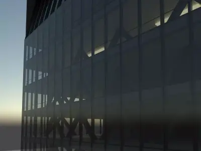 Skyscraper building with lights 3D model