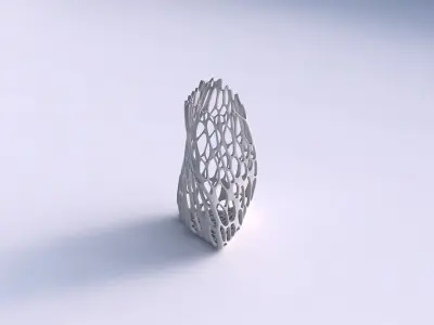Vase twist curved tipping triangle with cracked organic lattice  3D print model