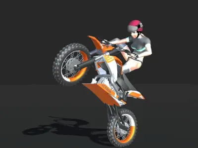 Dirt Bike Actions Low-poly 3D model