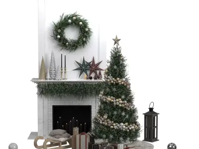 Christmas Decorative set 3D model 4