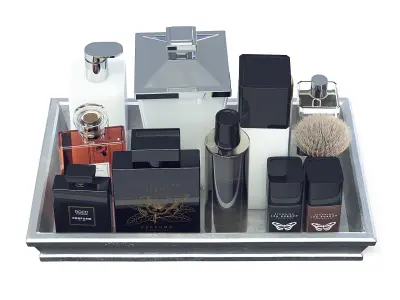 Cosmetics Set 3D Model bathroom vanity tray 3D model