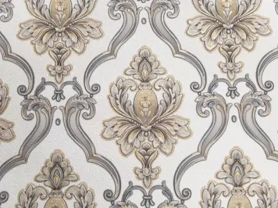 Silver and Gold Damask Wallpaper Texture Texture