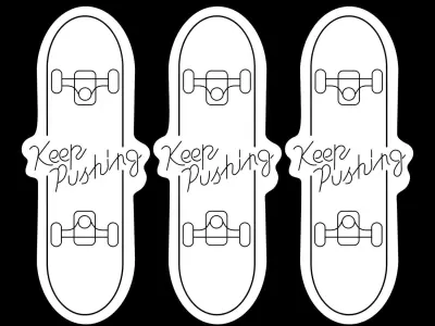 Skateboard Keep Pushing Neon Sign 3D model