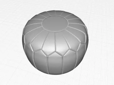 Cherise Genuine Leather Round Pouf Ottoman 3D model