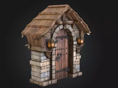 Medieval Gatehouse Door Low-poly 3D model