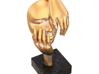Decorative figurine face with hands 3D print model