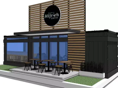 CONTAINER COFEE SHOP Low-poly 3D model