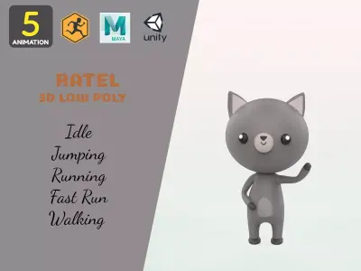 Stylized Ratel Animated v001  Low-poly 3D model