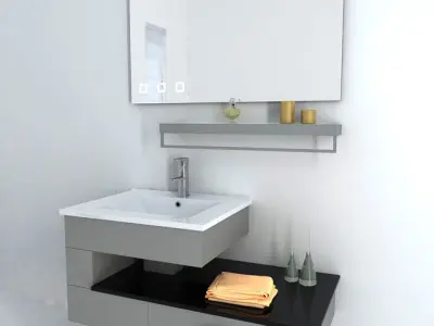 Bathroom modern vanity with sink and mirror Free 3D model