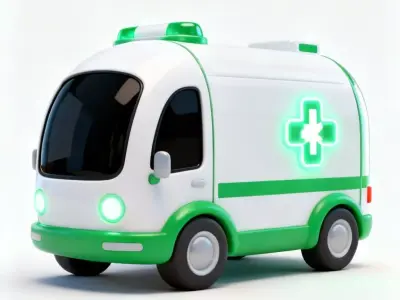Futuristic Stylized Ambulance 3D Model Low-poly 3D model