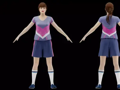 SOCCER GIRL PLAYER REALISTIC CHARACTER 3D model