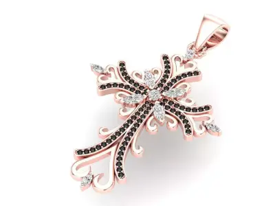 Cross Pendant Ruby Stones G-715 3D print model