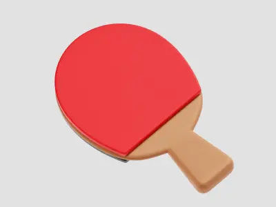 Table Tennis Racket and Ball Low-poly 3D model