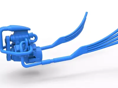 Turbo Engine V8 from Nux car Scale 1 to 25 3D print model
