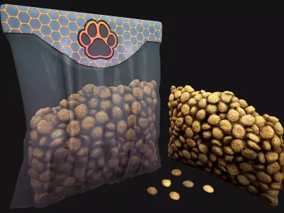 Dog Pet Cat  Dry Food Low-poly 3D model