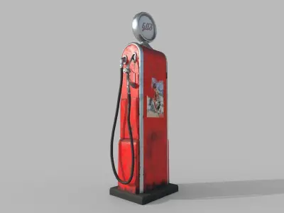 Old retro gas station - gas station low poly Low-poly 3D model