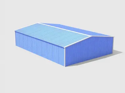 Warehouse metal building Free low-poly 3D model