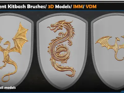 110 Ornament Kitbash Brushes- 3D Models- IMM- VDM Vol 04 3D model