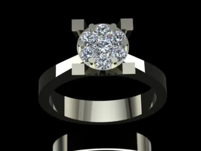 Golden Luxury Engagement Diamond Ring 3D print model