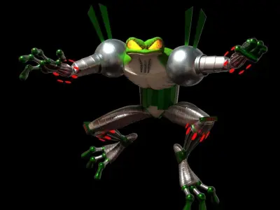 Cybernetic Frog - low poly 3D model