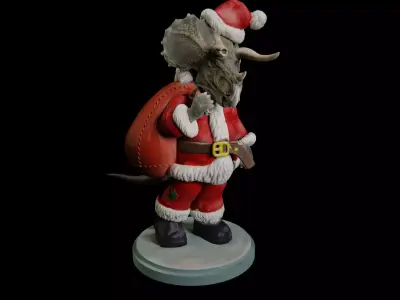 Triceratops Santa Claus - pre supported dinosaur humanoid 3D print model
